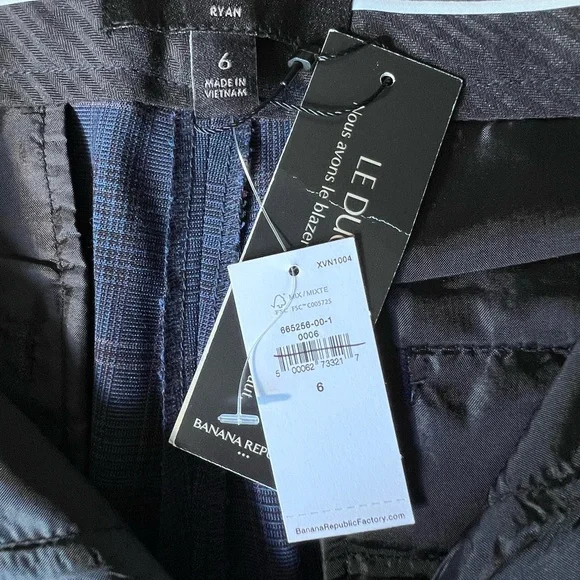 Banana Republic NEW Ryan Women’s Navy Blue Plaid Slim Straight Leg Pants Trouser - Picture 8 of 15